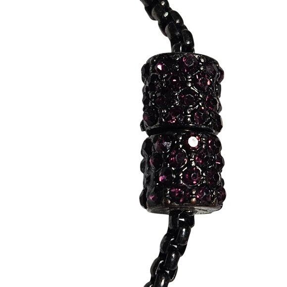 Gothic Black Chain Bracelet Purple Rhinestone Magnetic Clasp Fashion Jewelry - Picture 2 of 4